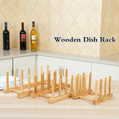 3/5/6 Layers Bowl Plate Cup Storage Shelf Wooden Dish Rack Kitchen Organizer Tableware Holder Drainb