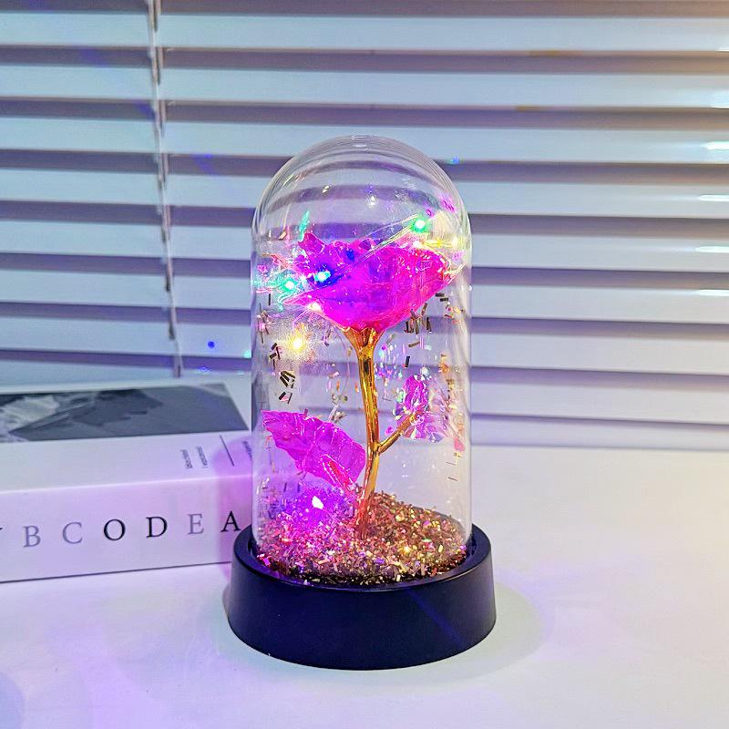 Luminous Flashing Gold Preserved Rose Bouquet – Creative Qixi Souvenir