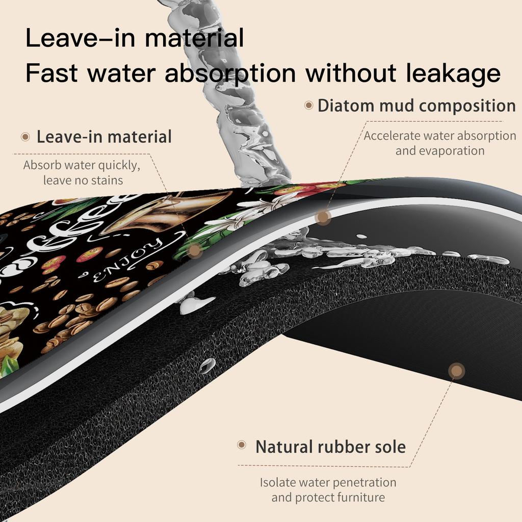 Coffee Machine Suction Mat, Diatom Mud, Kitchen Countertop Drain Mat, Tableware, Dish Mat, Quick-Drying Insulation Coaster