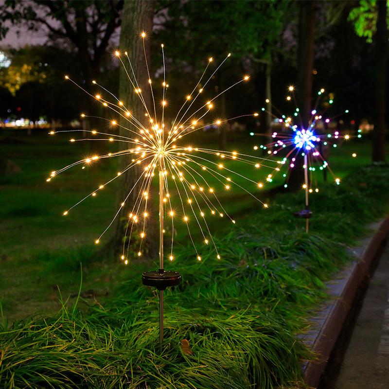 1 Pack Solar Fireworks Lights Outdoor,Holiday Lighting Firework Lights for Garden Patio,Halloween,Christmas,Wedding,Wall Decor