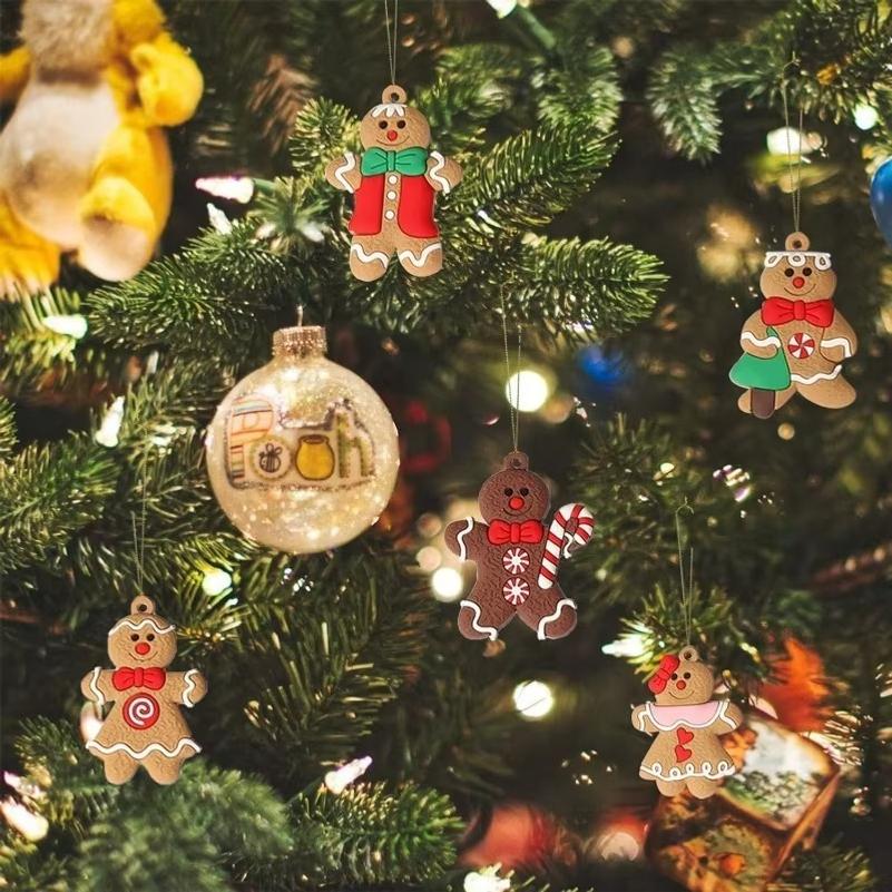 12pcs Gingerbread Man Ornaments for Christmas Tree Assorted Gingerbread Figurines Ornaments Christmas Tree Hanging Decor 3 Inch