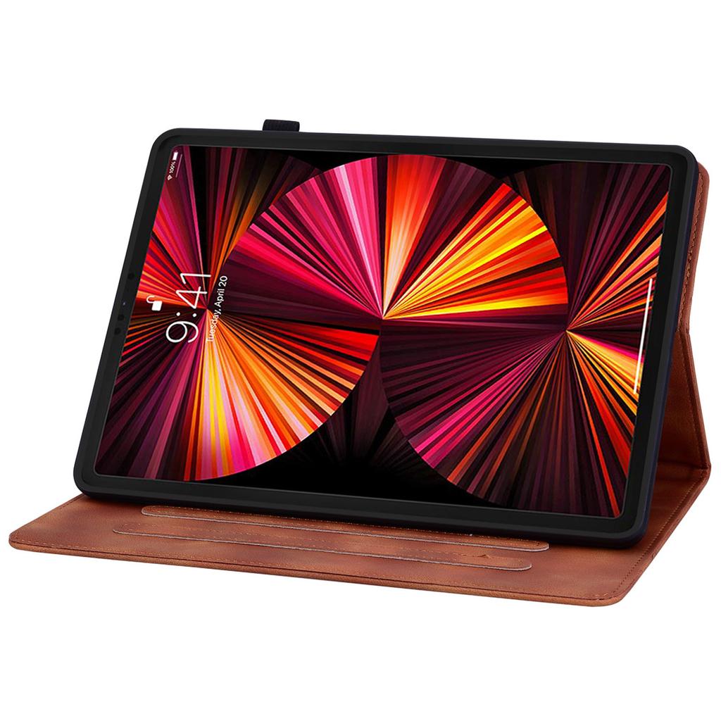 For iPad Pro 12.9 (2020)/(2021)/(2022) Tablet Case Shockproof Flower Imprint PU Leather Flip Cover