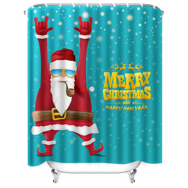 TU Weihnachtsdusche Vorhang Weihnachtsmann Festliches Feiertags Badezimmer Dekor Frohe Weihnachten Muster Wasserdicht Heimtextilien Geschenk