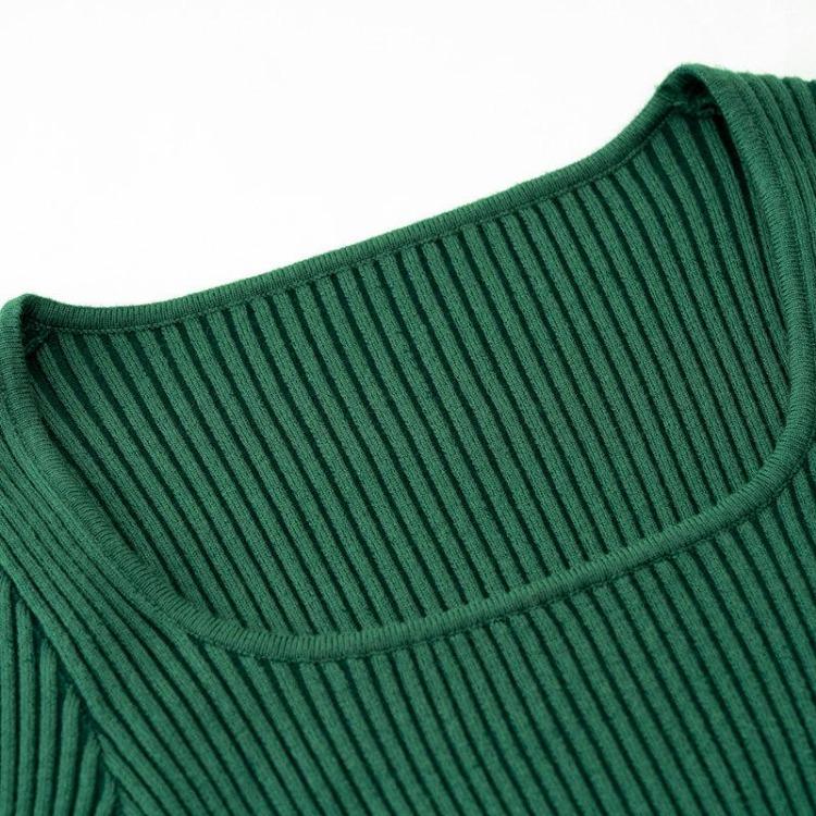 Dámské elegantní jednobarevné vlněné pletené zavinovací šaty dlouhé hýždě čtvercový výstřih podzim zima