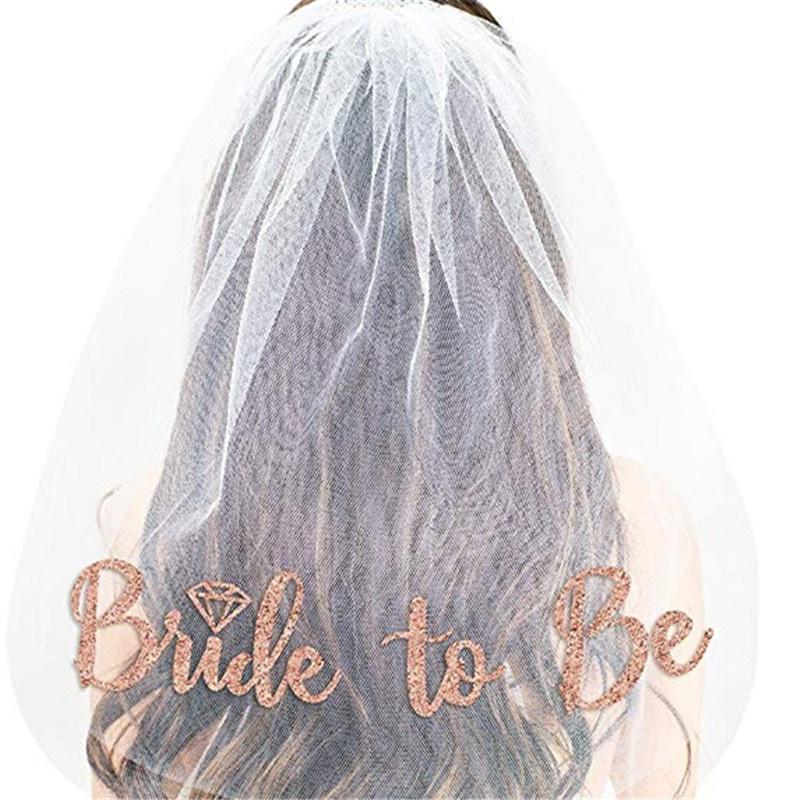 Veil Comb Ivory White With Gold Bride Bachelorette to Be Hen Night Party Wedding