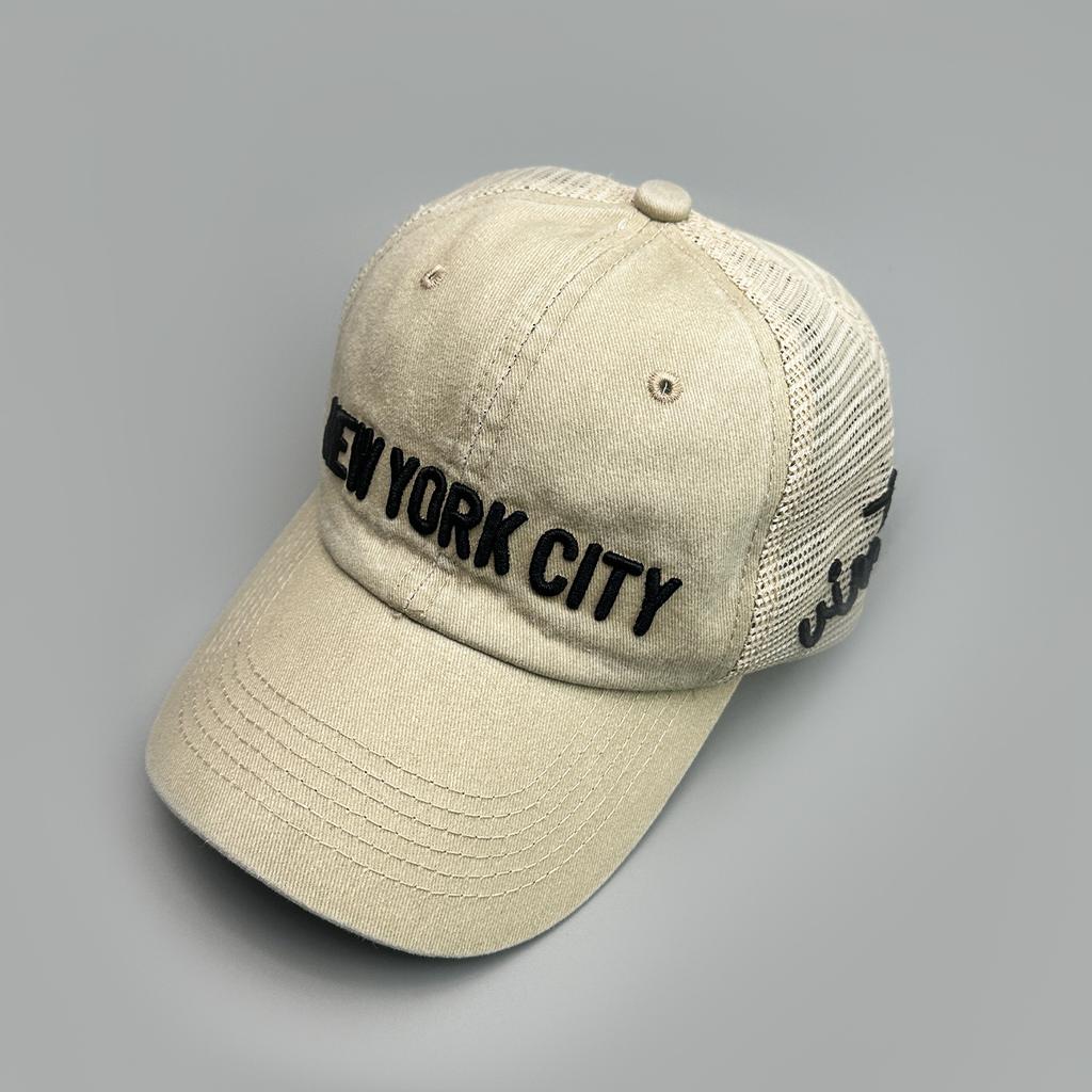 Simple Contrasting Color Embroidered Letter Baseball Cap Men'S And Women'S Sunshade Mesh Retro Breathable Truck Hat