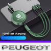100W Fast Charging 3-in-1 Data Cable Car USB Charger Accessories Valve Cap For VW Golf Amarok T5 Phaeton Teramont ID3 Tiguan T-