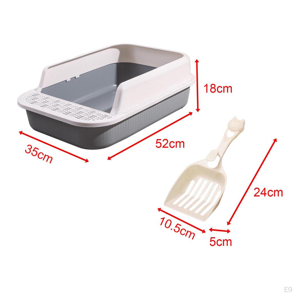 Cat Litter Box Kitten Pan Large Semi Enclosed Sandbox with High Side Durable Open Top Pet