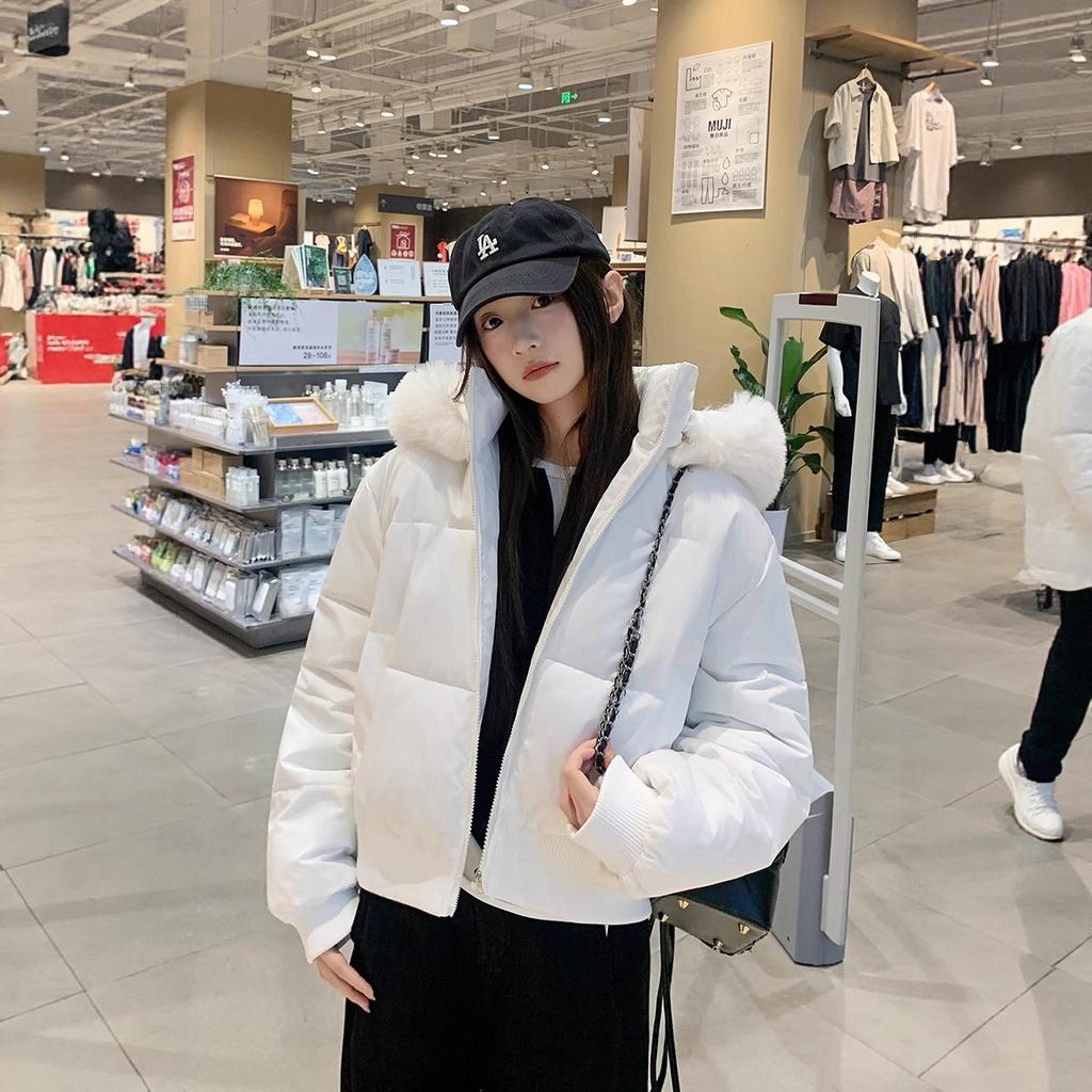 Retro Bread Clothes Fur Collar Hooded Cotton Clothes Jacket Winter New Loose and Thin Cotton Clothes