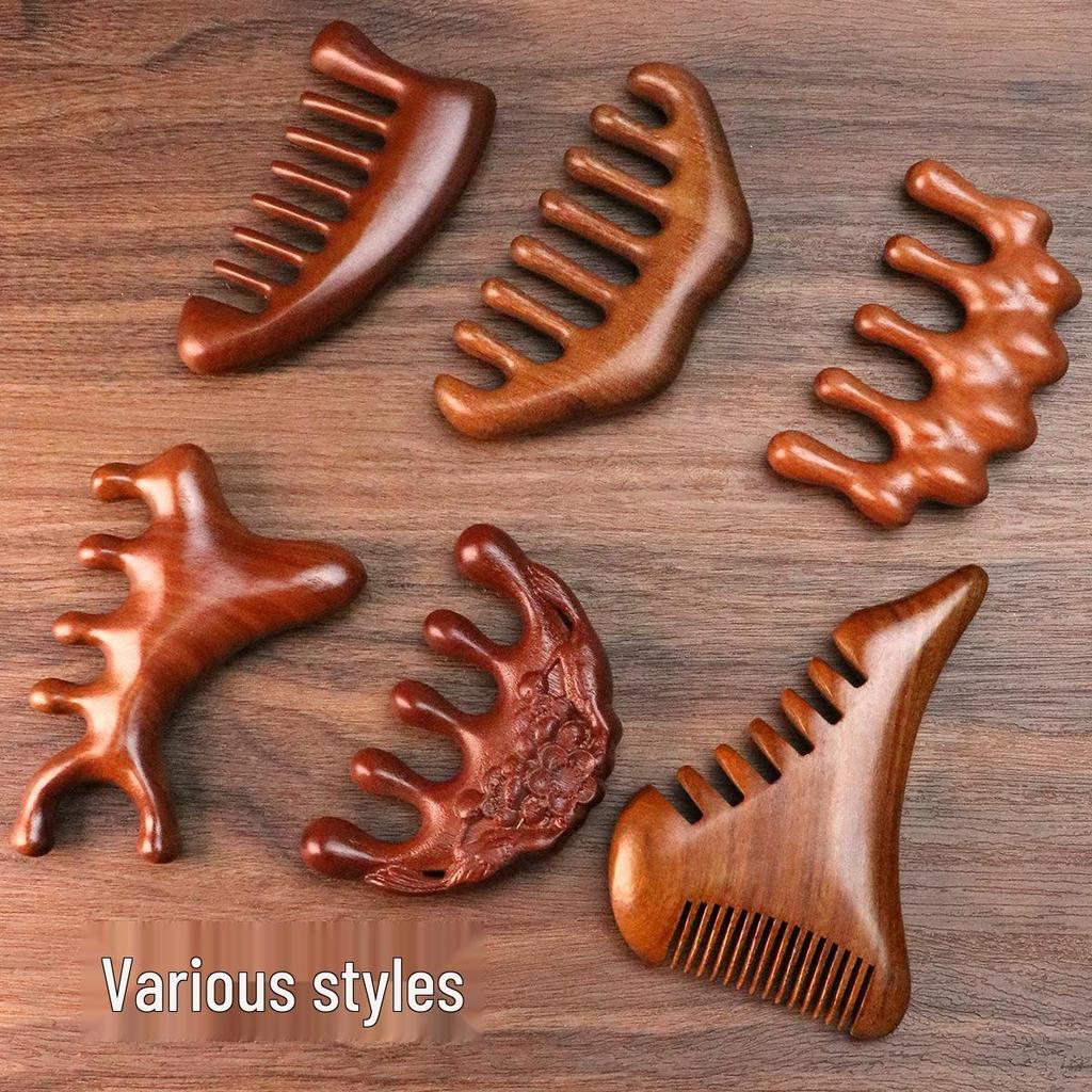 Massagekamm aus Sandelholz: Tragbarer Holzkopf- & Meridiankamm Souvenir