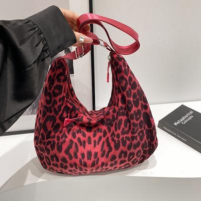 Plátená taška s leopardím vzorom dámska jesenná a zimná nová veľkokapacitná taška cez rameno v tvare knedle do práce ramenná messenger taška