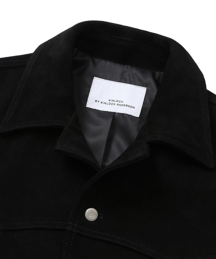 Connect Kinloch [Real Leather] Cow Suede Trucker Jacket (Black)