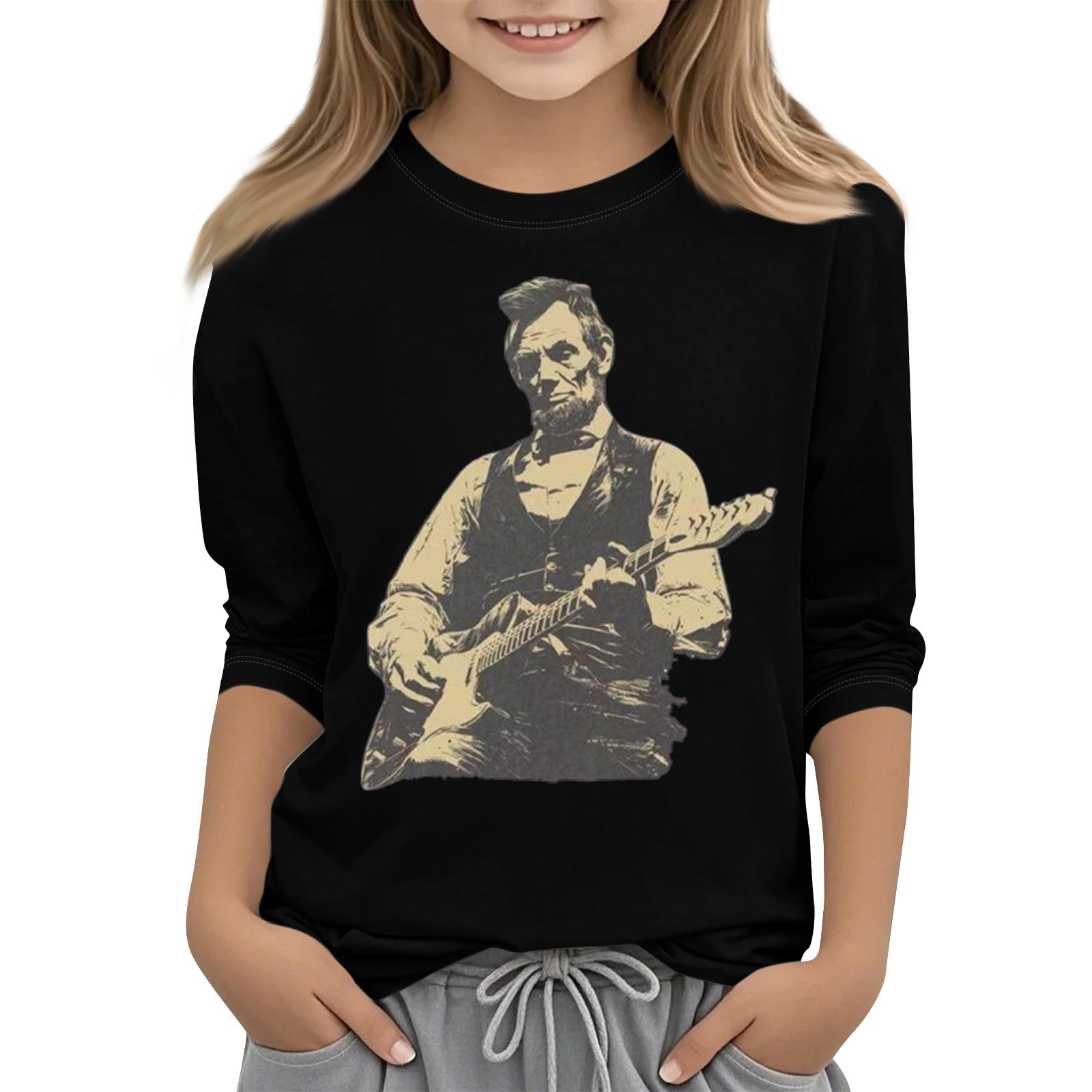 

Children s Printed Round Neck Seven Quarter Sleeve Casual T-shirt 110 чёрный