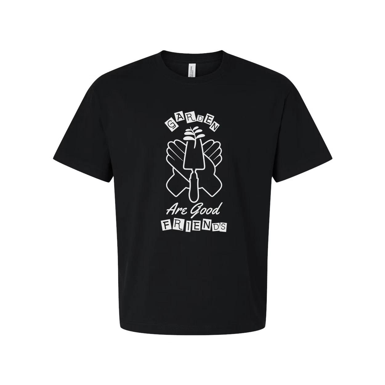 

Gardening Are Good Friends Graphic Unisex T Shirt With Plant And Shovel Design F S