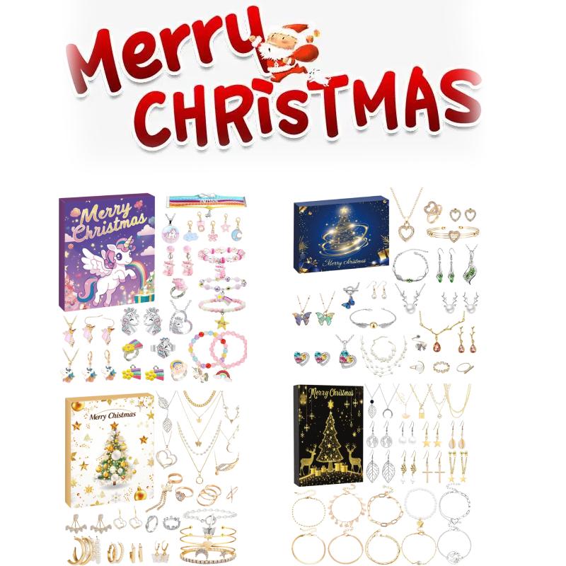 Advent Christmas Calendar Blind Box Beaded Unicorn Girls Jewelry Gift Surprise