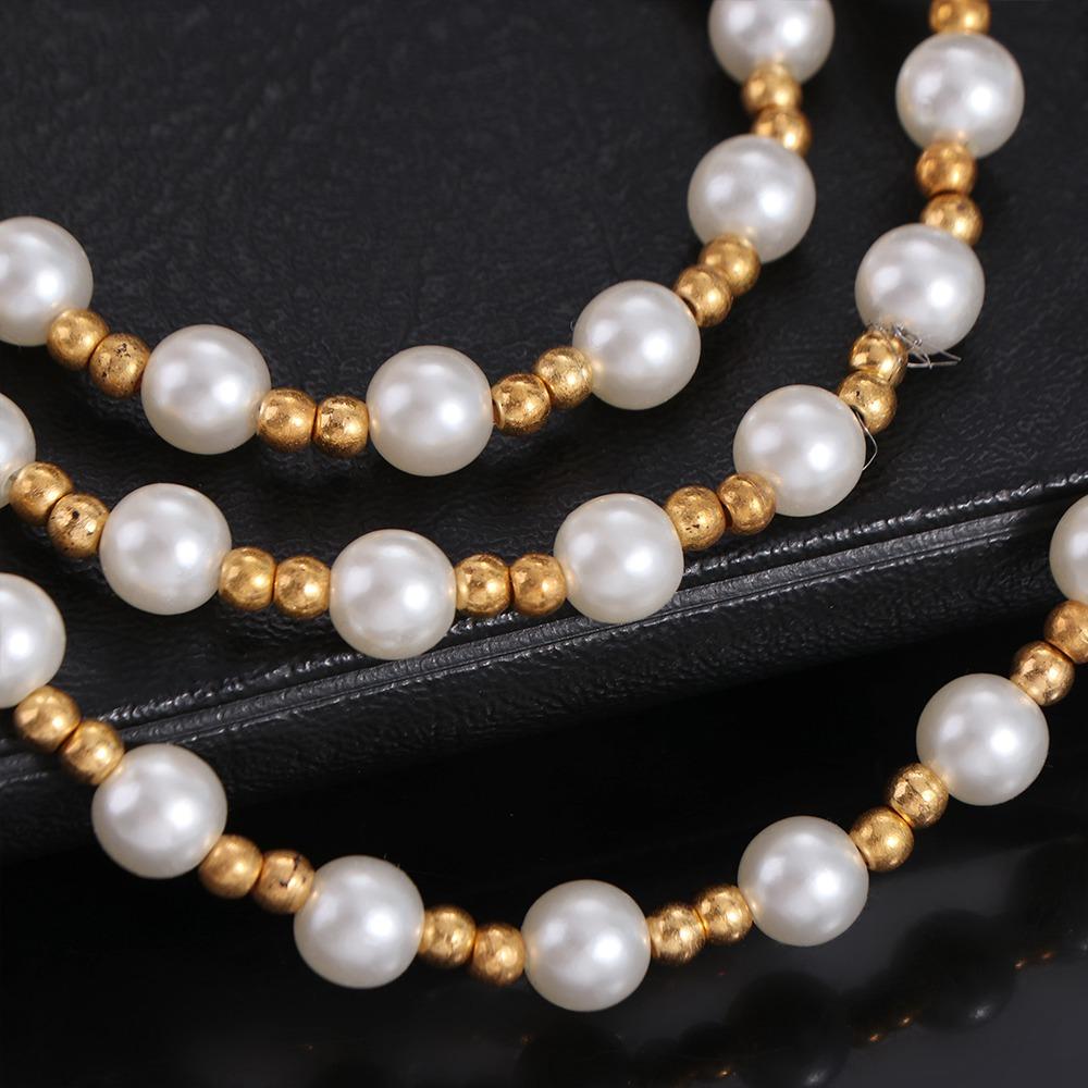120cm Pearls Dog Harness Leash Imitation Pearls Strong Beaded Dog Leash Elegant Alloy Hook Pet Training Lead Leashes Pet
