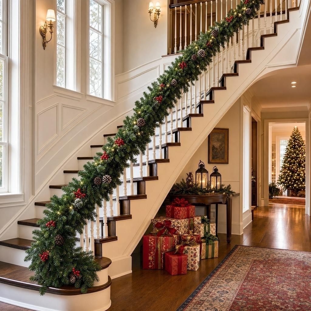 Christmas Wreath 1.8M or 2.7M – Pre-Decorated with Red Berries and Pinecones for Indoor Outdoor Holiday Decor