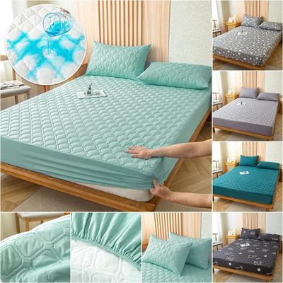Waterproof Mattress Cover Bed Protector Case with Elastic Band Mattress Cover Fitted Sheet Soft Breathable King Mattress Cover Protector