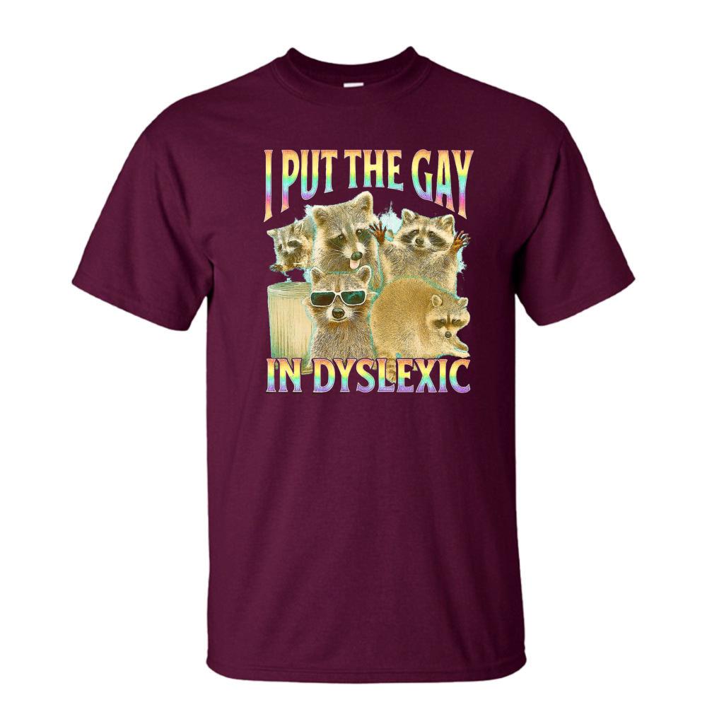 Rainbow Text Raccoon Funny Slogan Print Tshirt Unisex Cotton Crew Neck Summer Daily Casual Humor Short Sleeve Tee