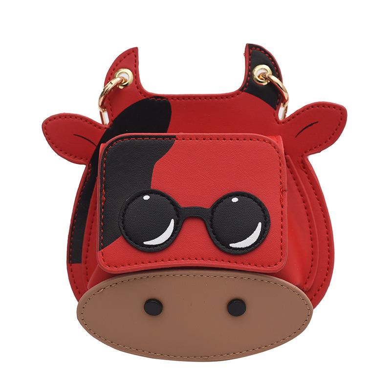 

Mini small bag summer 2025 new Japanese cartoon girl cute cow ugly shoulder chain small round bag красный