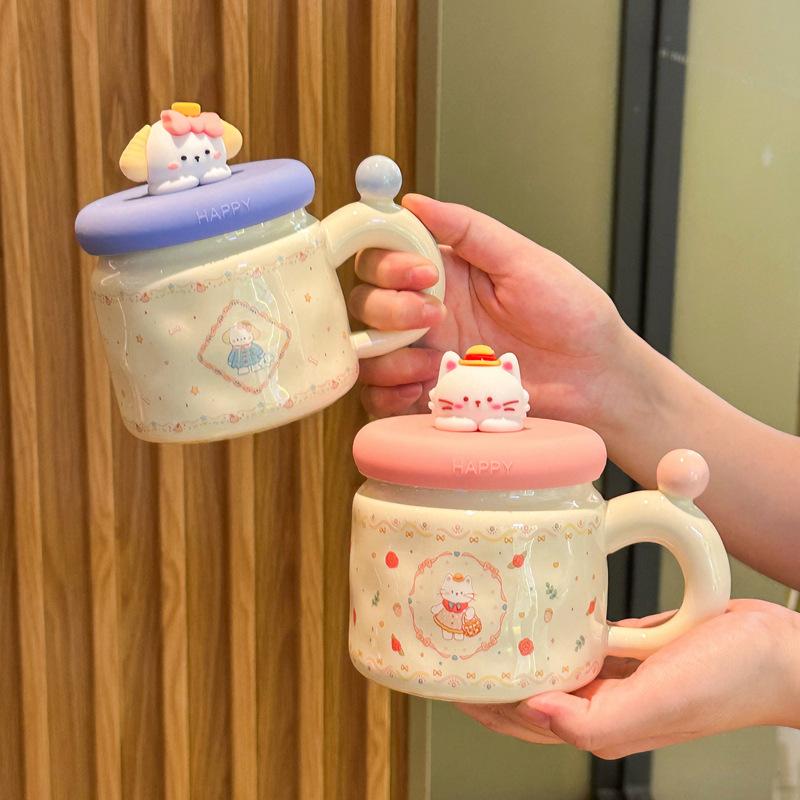 Graduation gift for girl girlfriend birthday gift cute cartoon bear ceramic mug souvenir