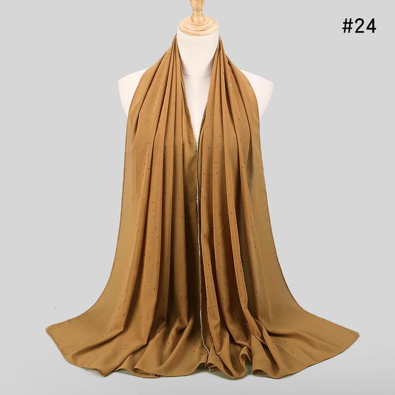 Lain Pearl Bubble Chiffon Diamond Rhinestone Shawl Scarf High Quality Shimmer Beads Headband Wrap Foulard Muslim Hijab Sjaal