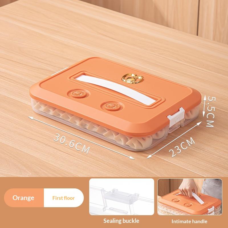 Space Saving Stackable Food Storage Containers 1-4 Layers Leakproof Sealed Dumpling Box for Kitchen Food Sorting