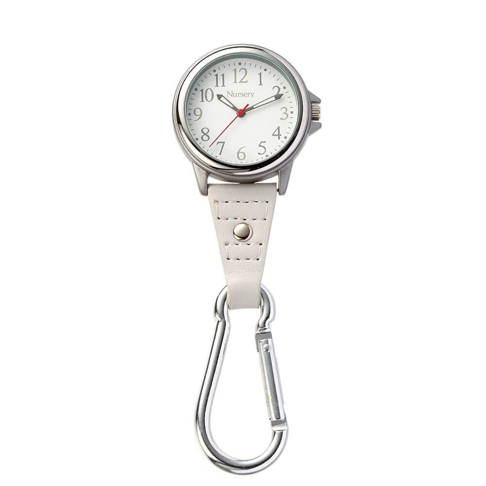 Nursery Simple Carabiner Glow-in-the-Dark Watch with Inverted Dial, Ice Gray, 1283268A