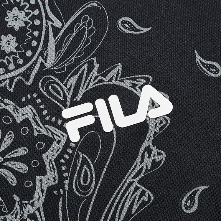 FILA Fusion Casual Cashew Flower Print Knitted Short Sleeve T-Shirt American Vintage Men tops Deep-Black T11M221103FBK