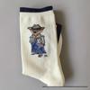 Trendy Little Bear Mid-Calf Women's Cotton Socks for Spring and Autumn
