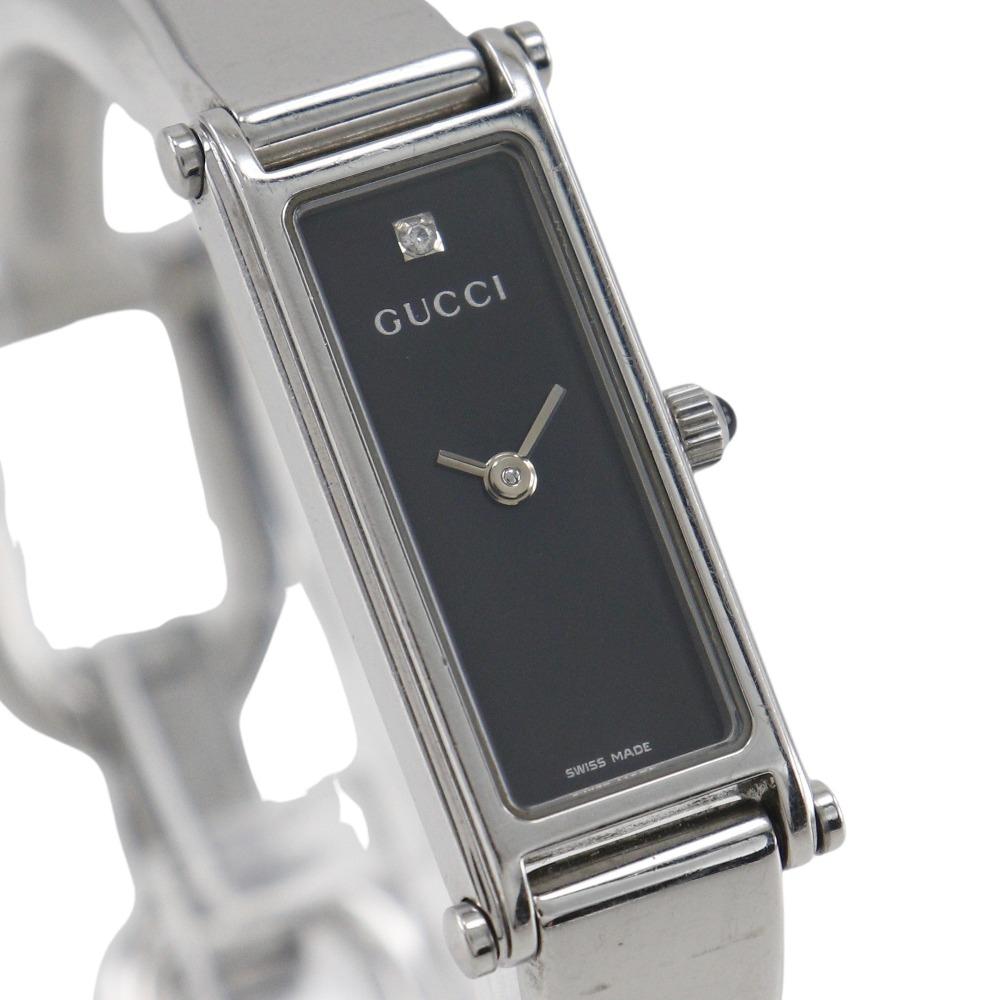 Gucci Watches 1500L 1P Diamond black/Silver blackDial Stainless Steel Quartz Analog Display Women Used