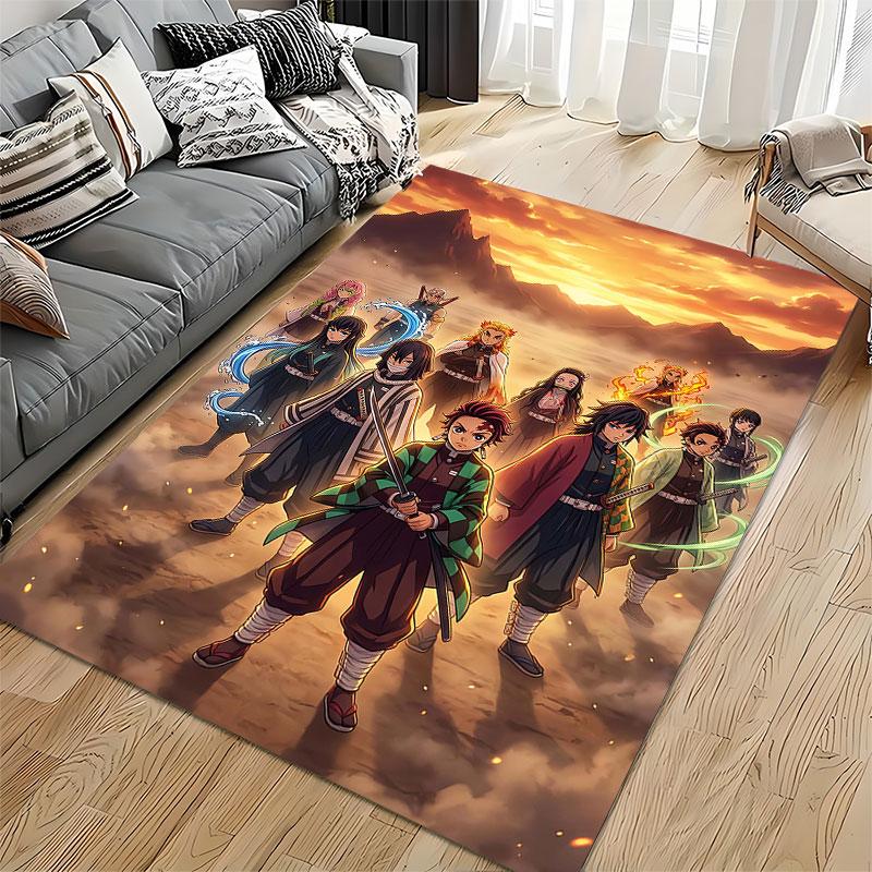 Anime Warriors Sunset Scene suitable as a non-slip mat for the living room or bedroom sofa