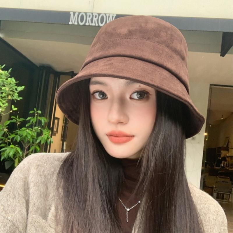 New retro suede bucket hat casual versatile washbasin hat source directly from the manufacturer