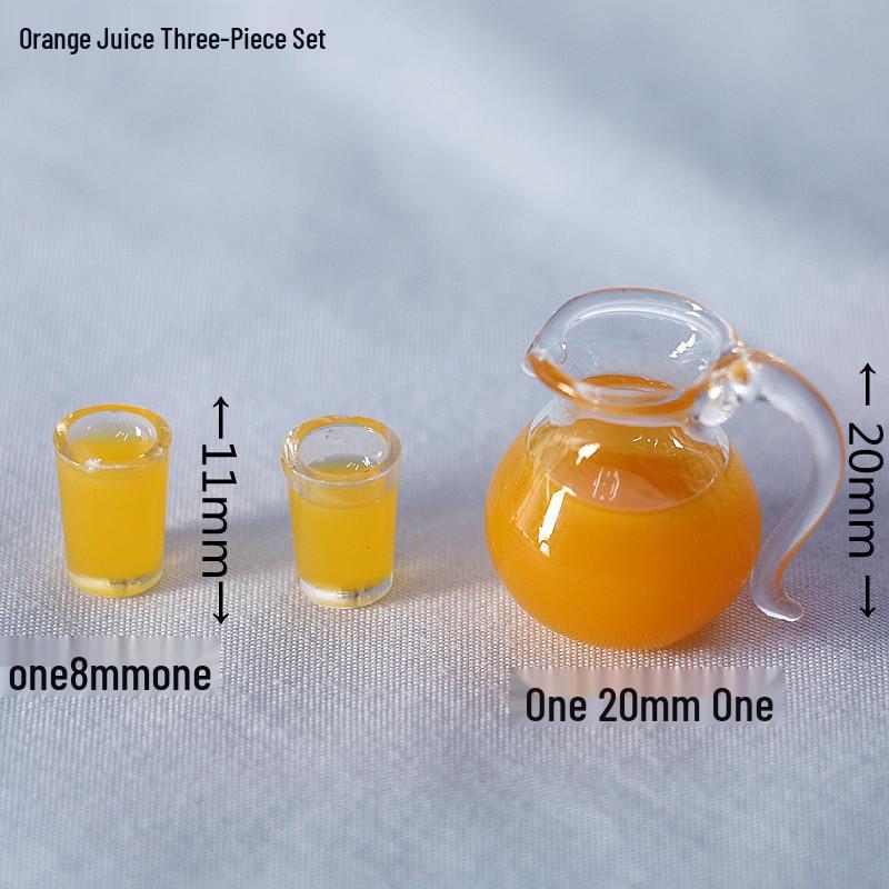 Miniature Dollhouse Fruit Juice & Milk Bottle Set - Realistic Food Play Accessories