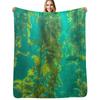 Green Underwater Kelp Throw Blanket Faux Fur Soft Warm Blanket for Bed