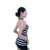 Sexy Spice Girl Style Neck Halter Striped Vest Summer Fashion Chic Slim Skinny Medium and Long Top Women's Trend