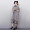 XITAO Hollow Out Patchwork Gauze Short Sleeve Dress GYX1621