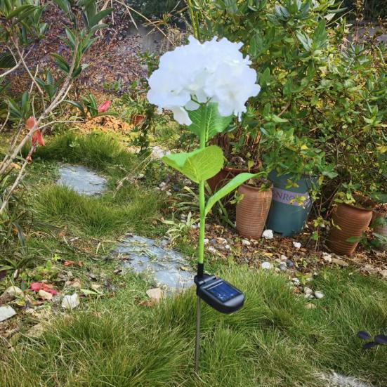 Fairy Hydrangea Light, LED Solar Powered Outdoor Garden Stake Lights  Artificial Hydrangea Flower Light for Path Yard Walkway Patio