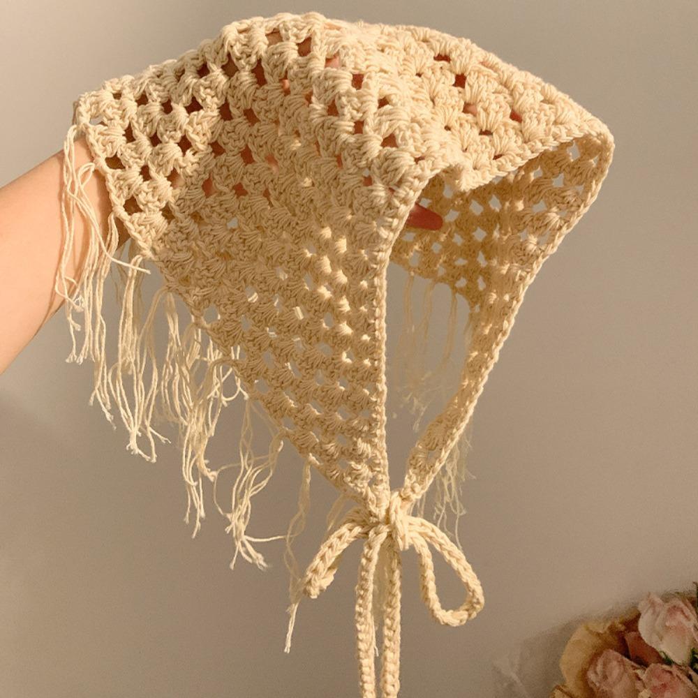 

Этнический стиль Треугольный платок на голову Ажурный Кисточка Набедренный фартук Женщины Девушки бежевый