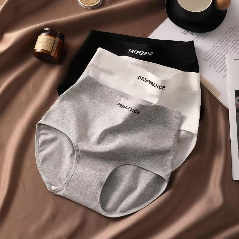 3PCS Women High Waist Briefs Pure Cotton Breathable Underwear, Plus Size Soft Ladies Triangular Panties Lingerie