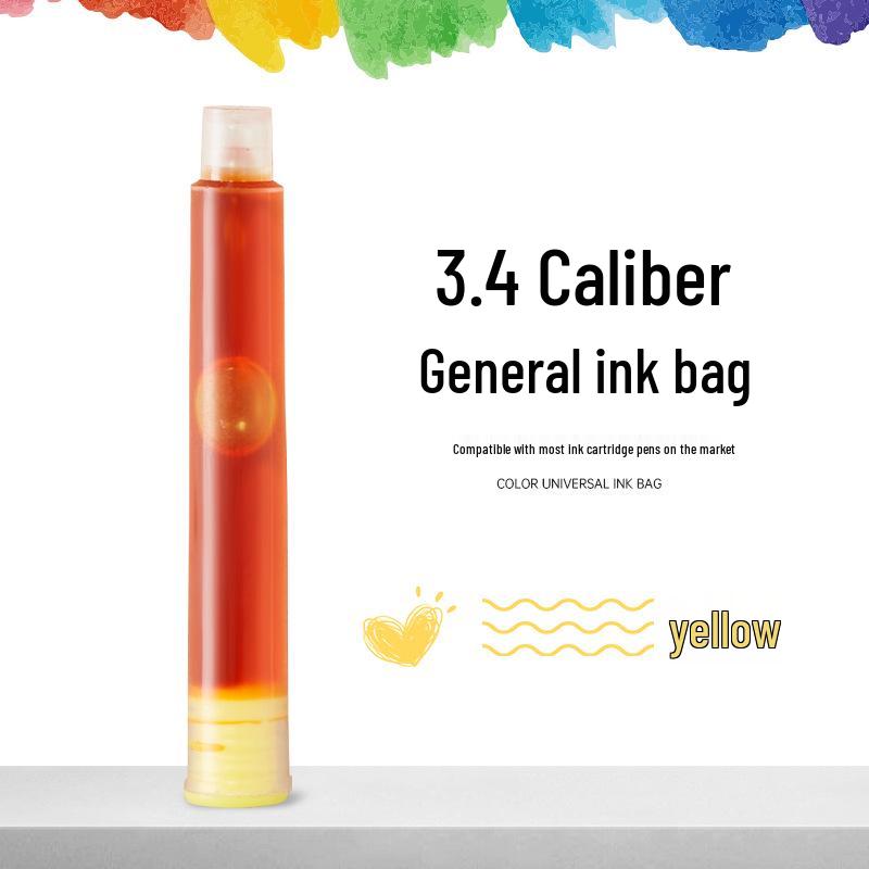 12 Color Universal Fountain Pen Ink Cartridges, Non-Carbon, 3.4 Caliber, Replaceable for Students