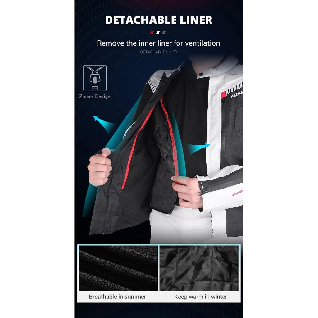 HEROBIKER Waterproof Motorcycle Jacket Man Racing Jacket Wearable Motorcycle Pants Moto Clothing With EVA Protection
