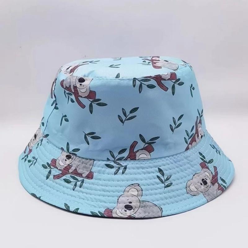 Sommer Sonnenhut Beidseitig tragbar Tierdruck Fischerhut für Männer Frauen Baumwolle Bob Panama Mädchen Strand Reise Outdoor Fischerhut
