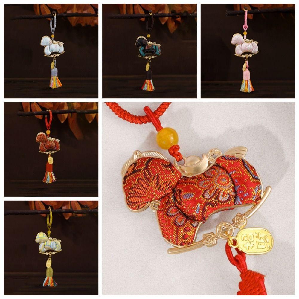 Tassel Horse Year Pendant Good Luck Home Decor Zodiac Horse Keychain Chinese Style Handmade Songjin Horse Hanging Ornaments