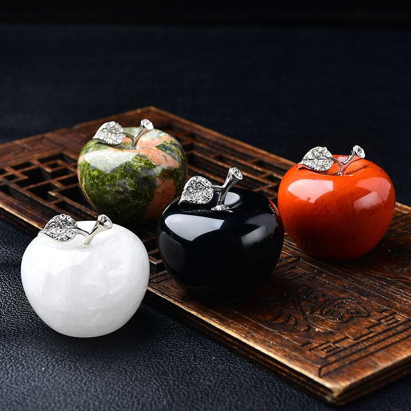 1 Pcs Natural Stone Crystal Apple Ornament, Jade Crystal Mini Handbag Ornament, Home Living Room Decoration, Christmas Eve Birthday Gift
