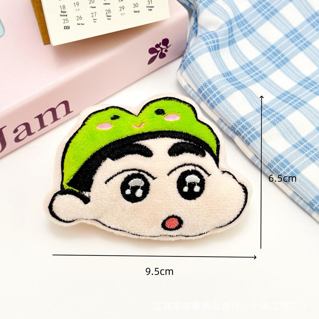 Cute Crayon Shin-chan Squeaky Plush Pendant with Cartoon Sunglasses, Masao Doll Brooch, and Shin-chan Accessories.