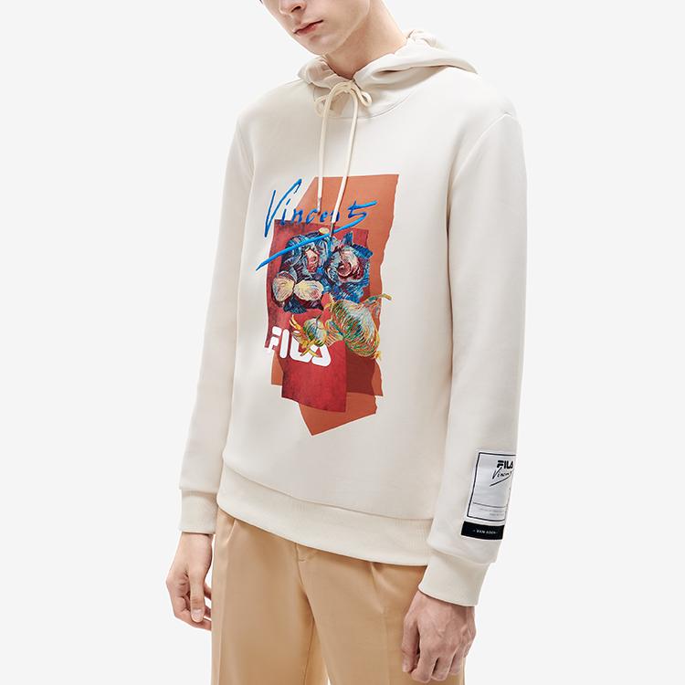 Fila X Van Gogh Museum Kollaboration Fa Fan Serie Bedruckter Sportstrick Pullover Hoodie Herren Hoodies Laktose F11M218210F-BG