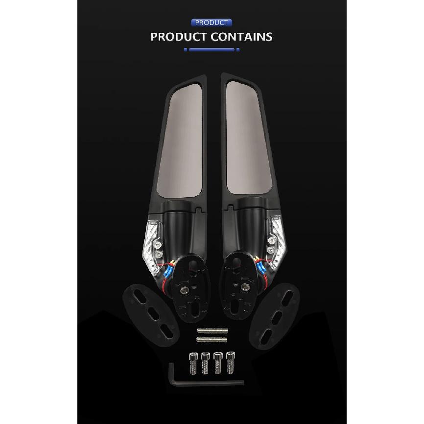 Wing Rearview Side Mirrors LED Turn Signal For Suzuki GSXR 600 750 1000 GSX1000 For HONDA, Yamaha Motorcycle Accessories