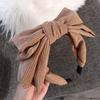 Corduroy Bowtie Headband Large Wash Face Hairband Elegant Bowtie Hair Hoop  Ladies