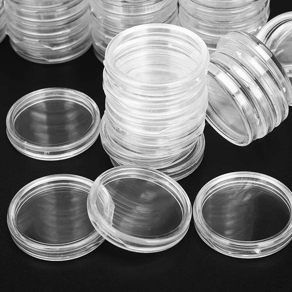 100pcs 32mm Clear Coin Storage Boxes Coin Collecting Box Case Coin Holders For Coins Storage Capsules Protection Boxes Container